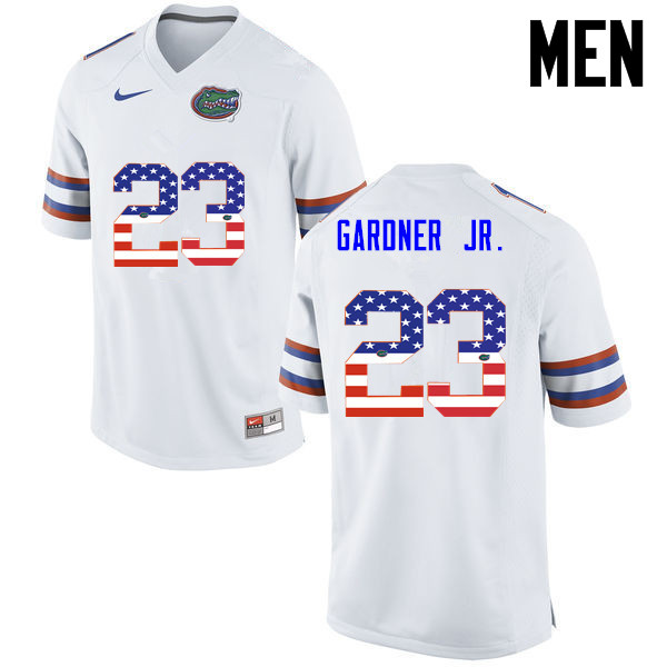 Men Florida Gators #23 Chauncey Gardner Jr. College Football USA Flag Fashion Jerseys-White - Click Image to Close
